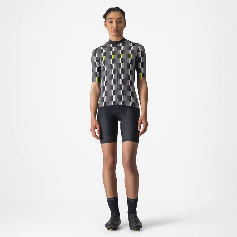 Castelli DIMENSIONE Women Jersey Black / White / Light Green | QMDJLH-019