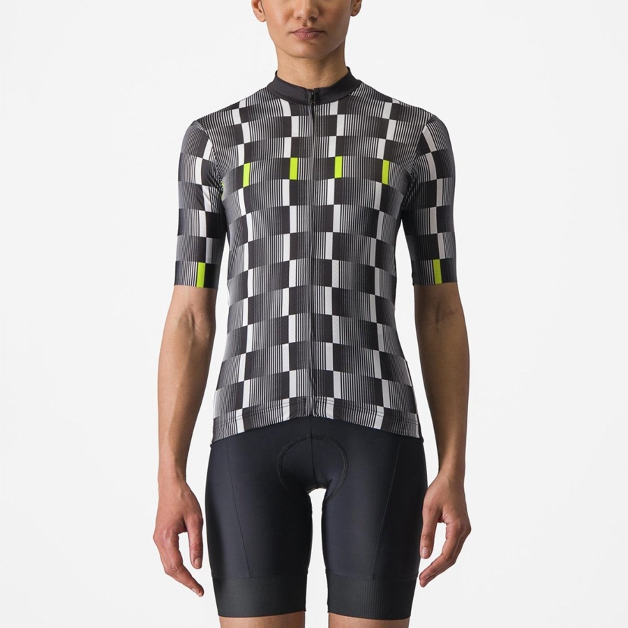 Castelli DIMENSIONE Women Jersey Black / White / Light Green | QMDJLH-019