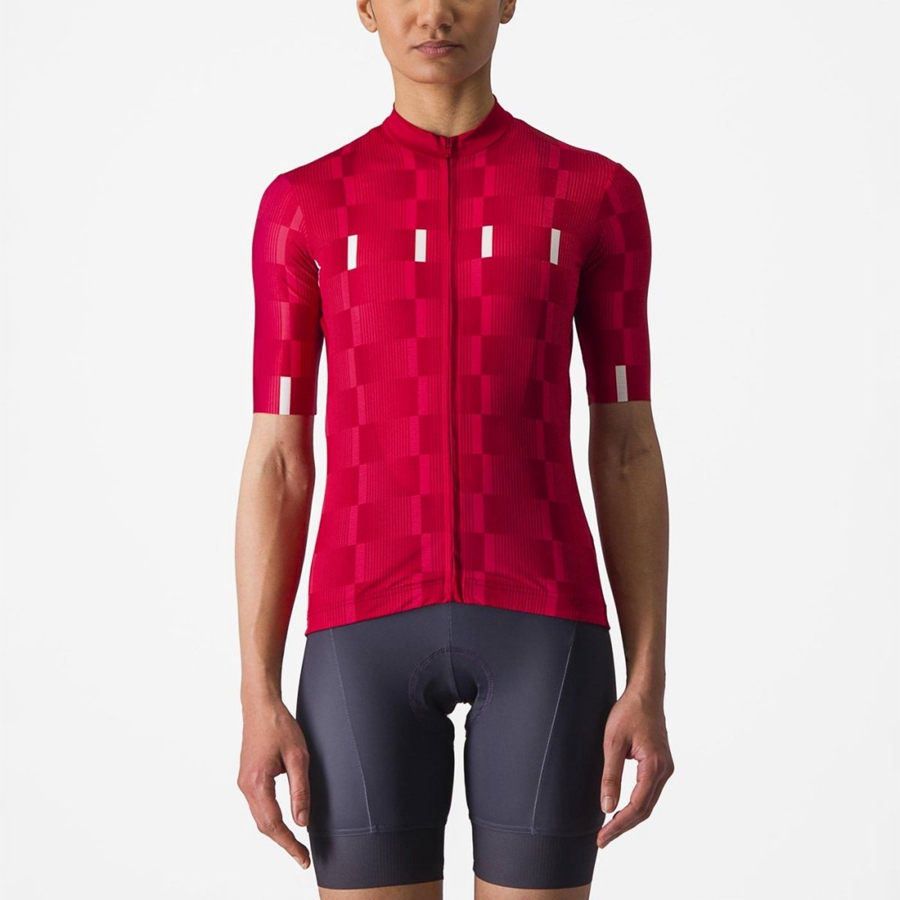 Castelli DIMENSIONE Women Jersey Red / White | RIGWUT-189