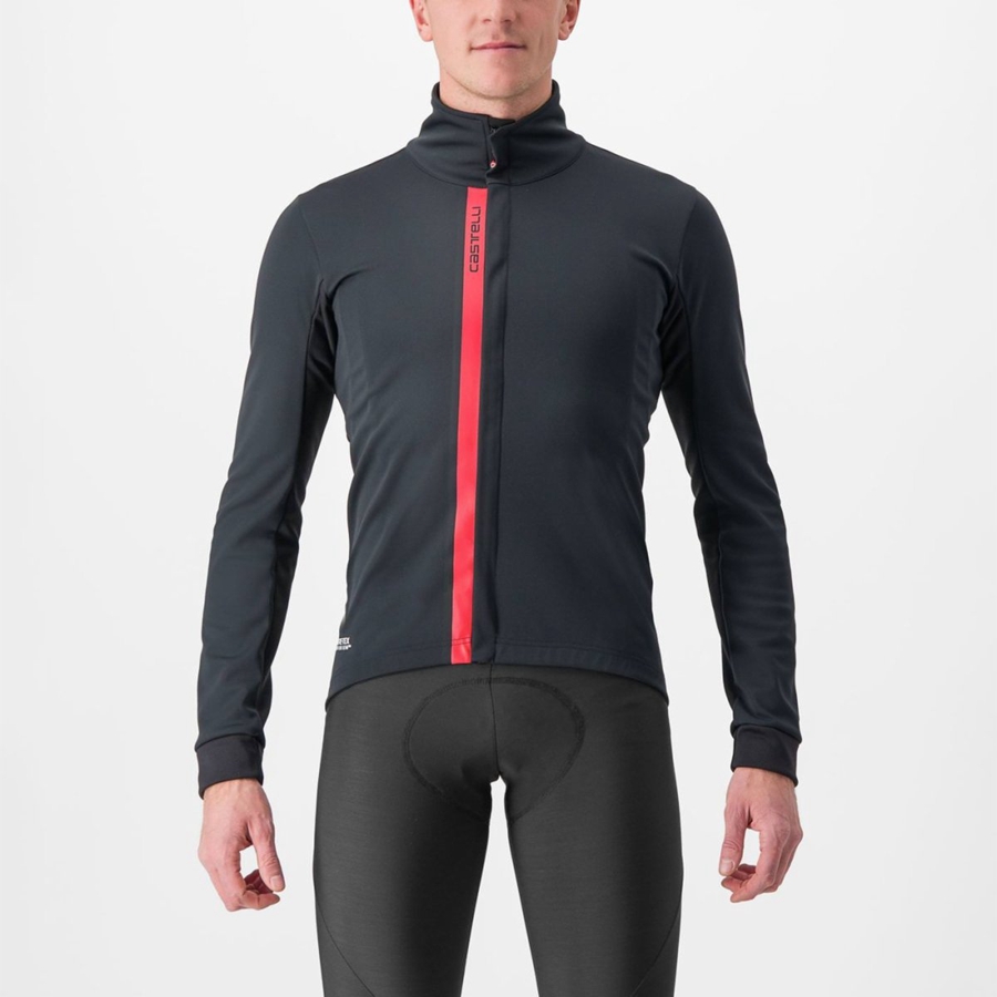 Castelli ENTRATA Men Jackets Black / Red | MITRSZ-380