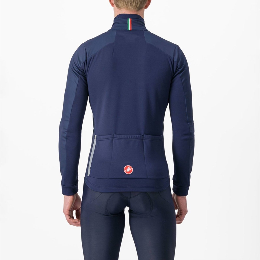 Castelli ENTRATA Men Jackets Blue / Silver | IBKHDO-237