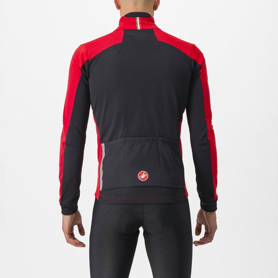 Castelli ENTRATA Men Jackets Red / Black Black | TWOBCZ-350