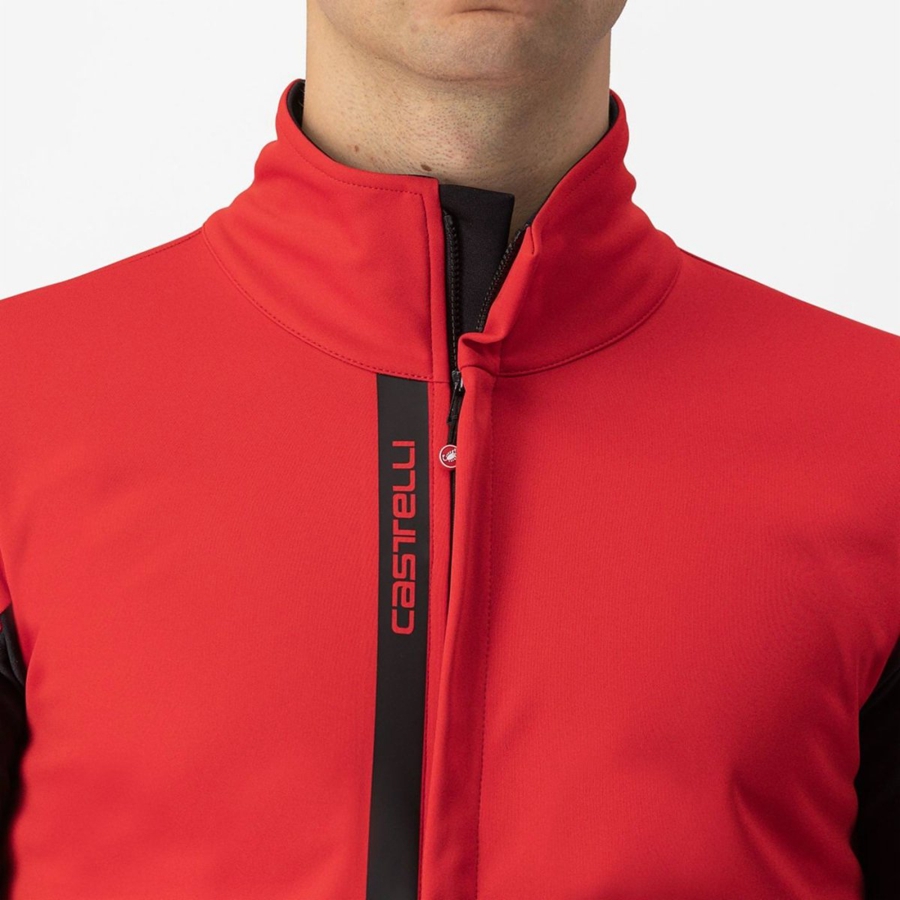 Castelli ENTRATA Men Jackets Red / Black Black | TWOBCZ-350