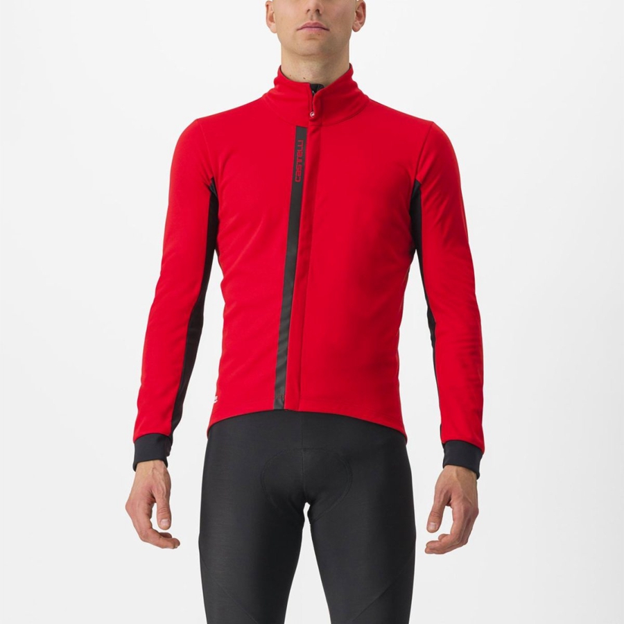 Castelli ENTRATA Men Jackets Red / Black Black | TWOBCZ-350