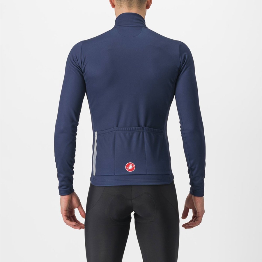 Castelli ENTRATA THERMAL Men Jersey Blue / Silver Grey | BJUCDT-846