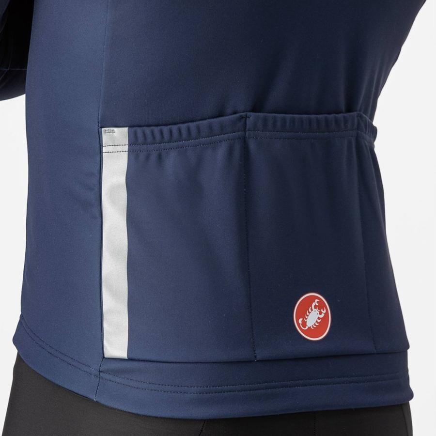 Castelli ENTRATA THERMAL Men Jersey Blue / Silver Grey | BJUCDT-846