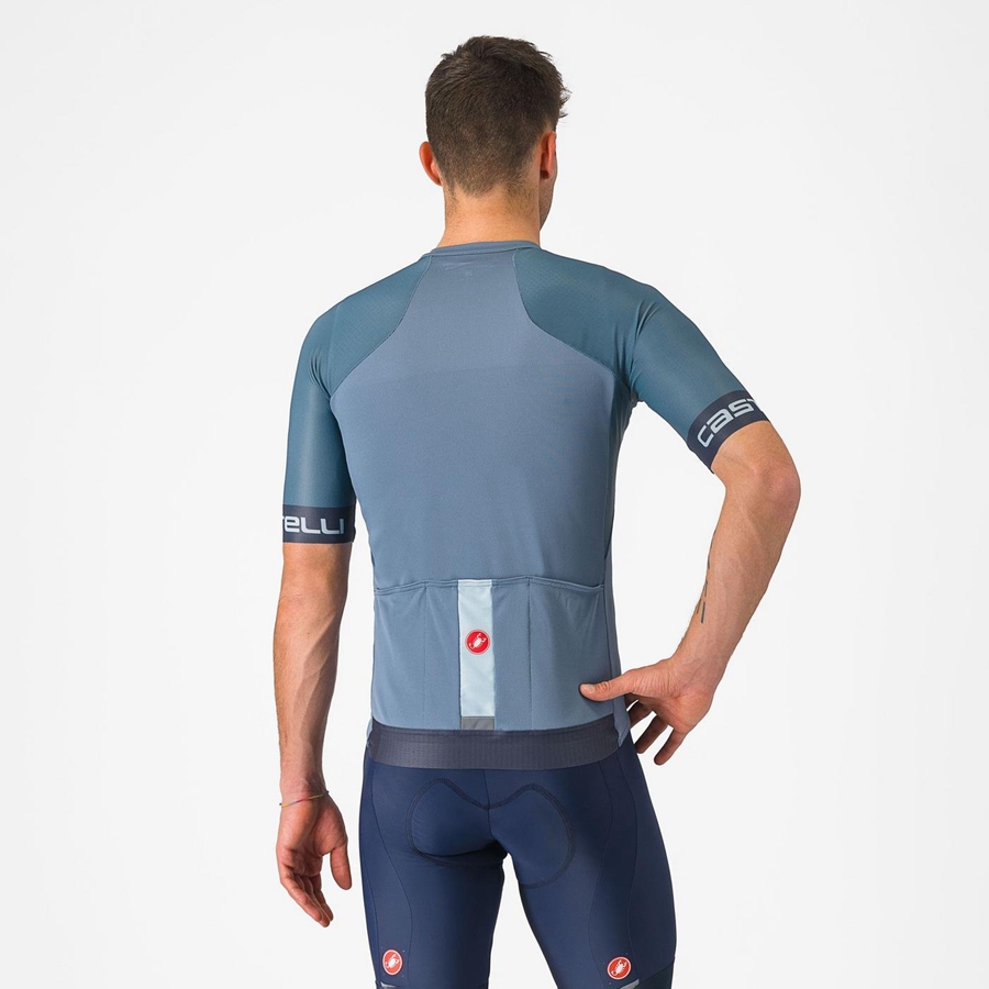 Castelli ENTRATA VI Men Jersey Light Grey Blue / Dark Grey | SMUDKV-248