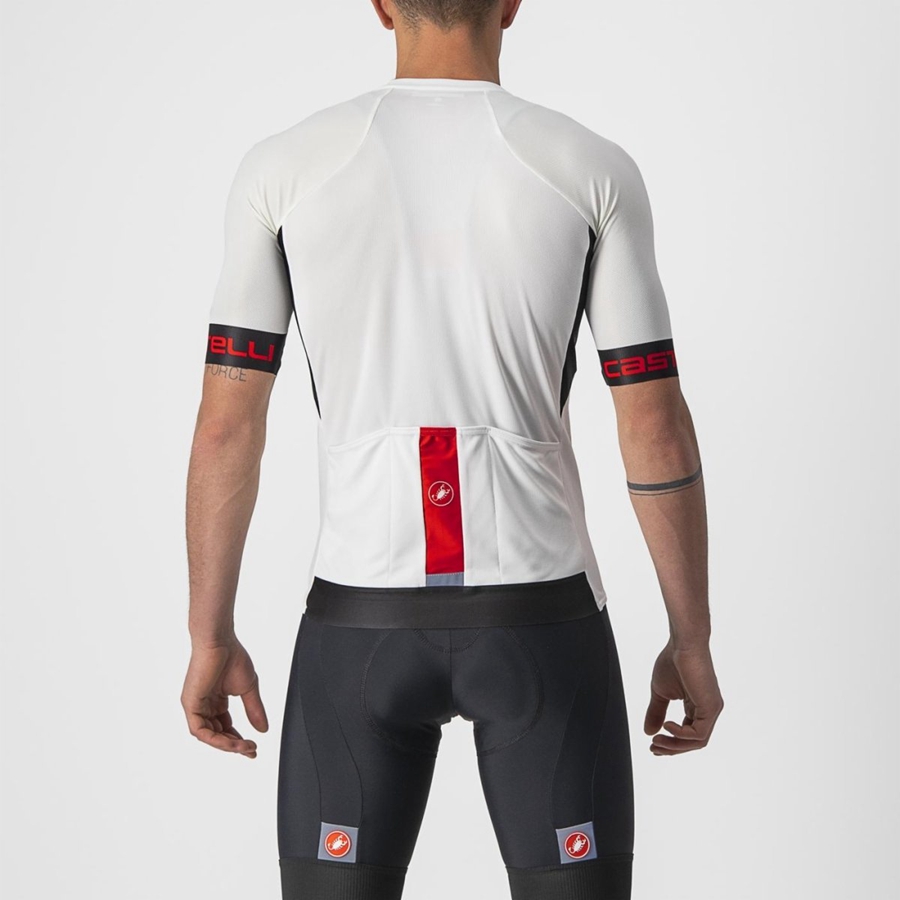 Castelli ENTRATA VI Men Jersey White / Black / Red | HETZOB-659