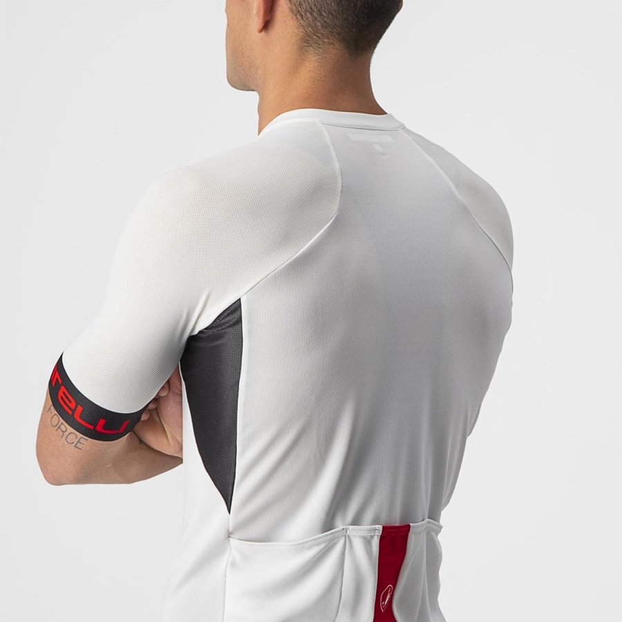 Castelli ENTRATA VI Men Jersey White / Black / Red | HETZOB-659