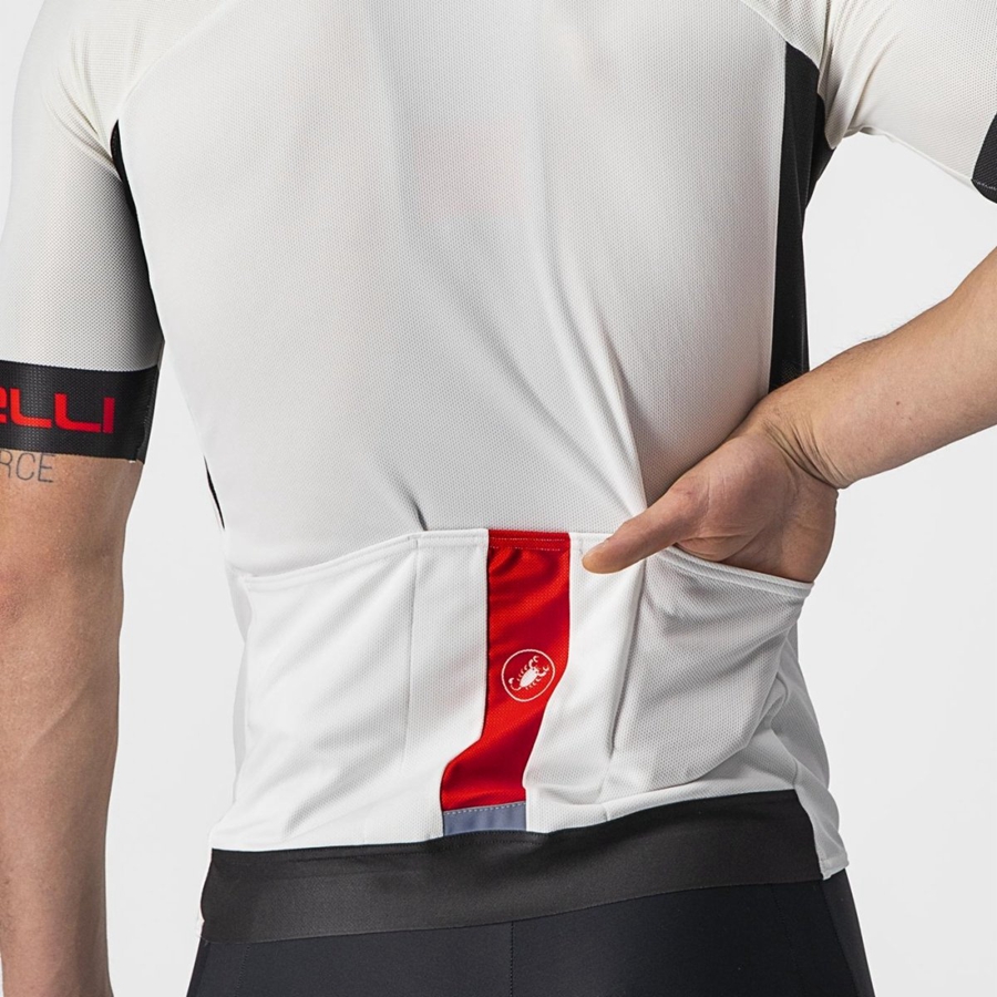 Castelli ENTRATA VI Men Jersey White / Black / Red | HETZOB-659