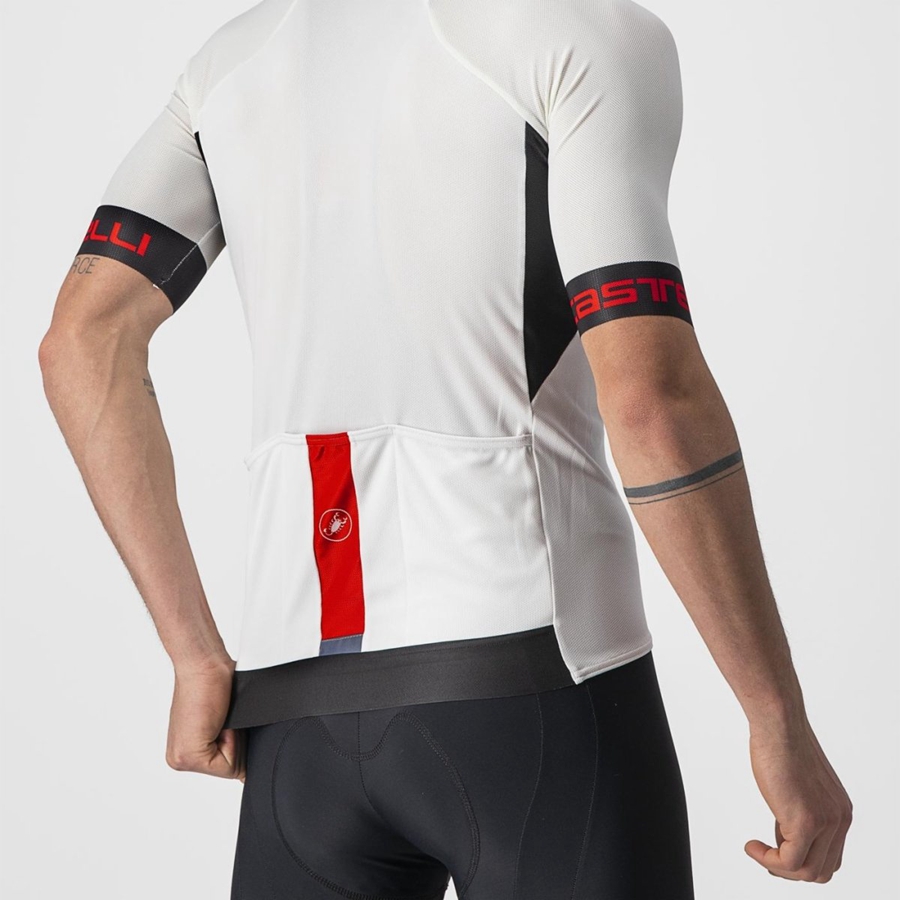 Castelli ENTRATA VI Men Jersey White / Black / Red | HETZOB-659