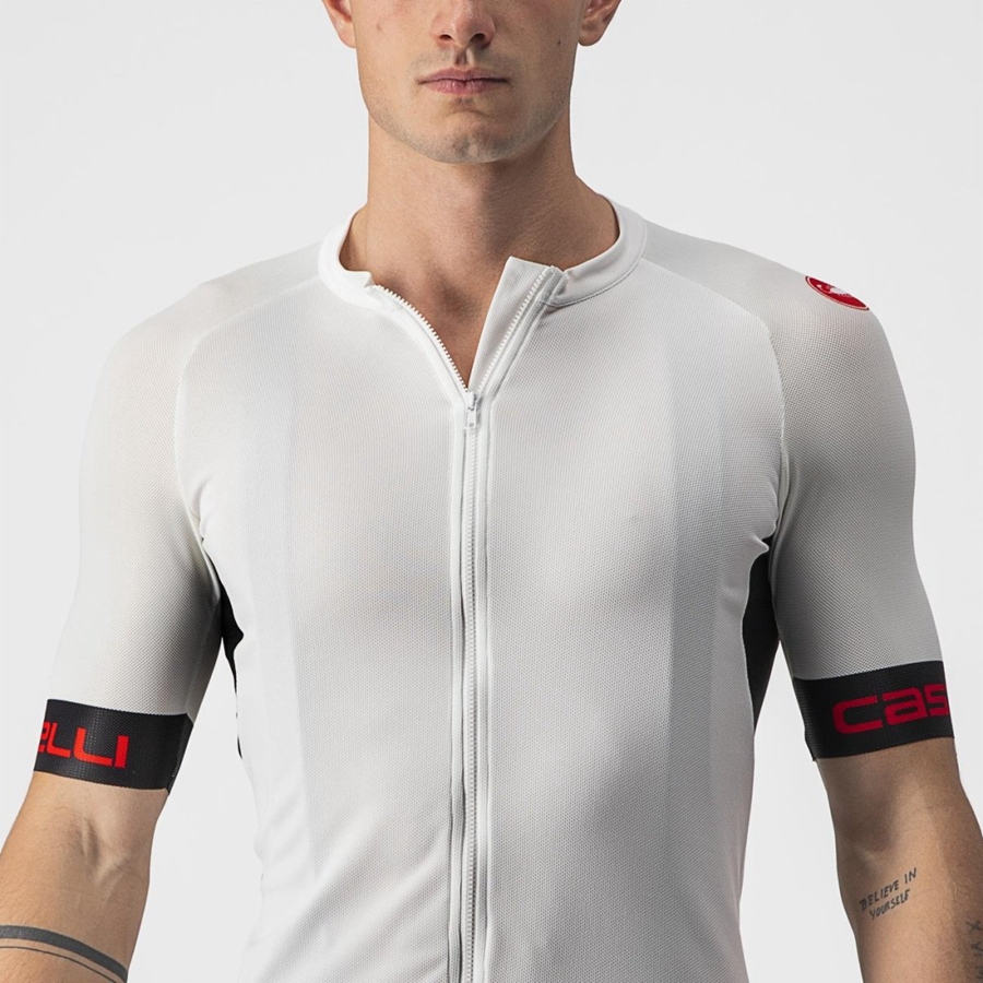 Castelli ENTRATA VI Men Jersey White / Black / Red | HETZOB-659