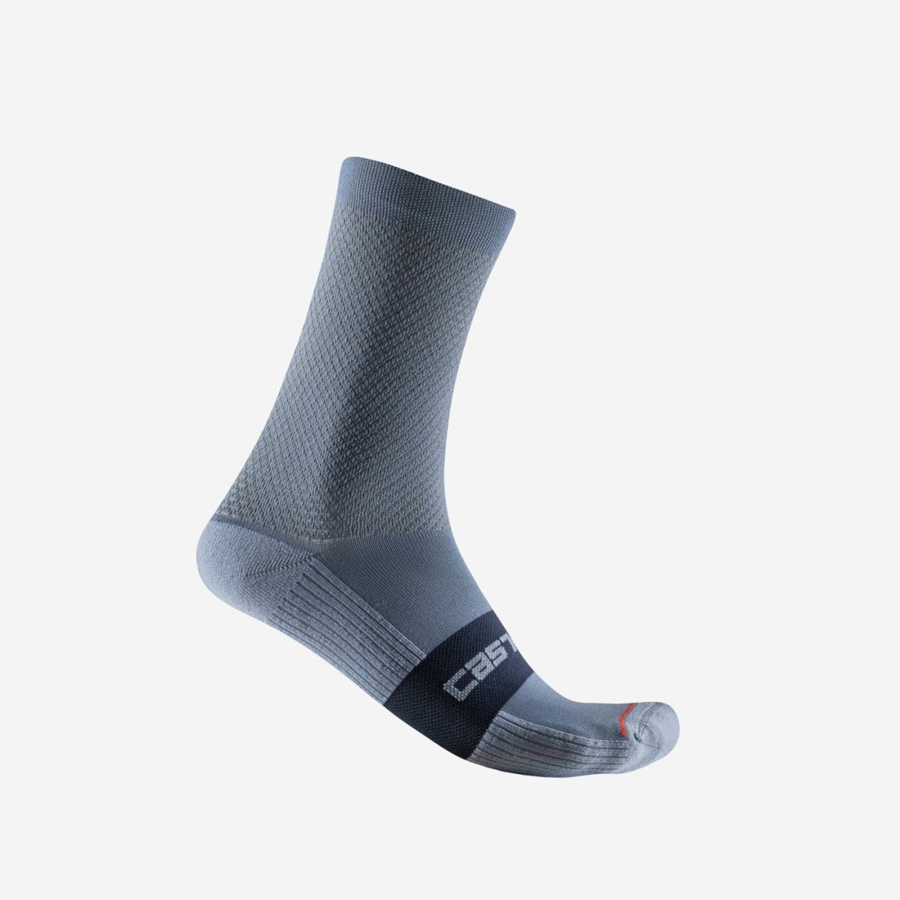 Castelli ESPRESSO 15 Men Socks Light Grey Blue | FZCHAL-704