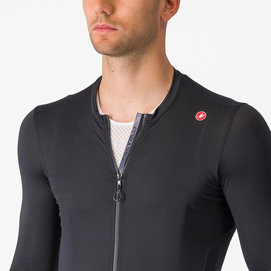 Castelli ESPRESSO LS Men Jersey Black / Dark Grey | OZHQWJ-916