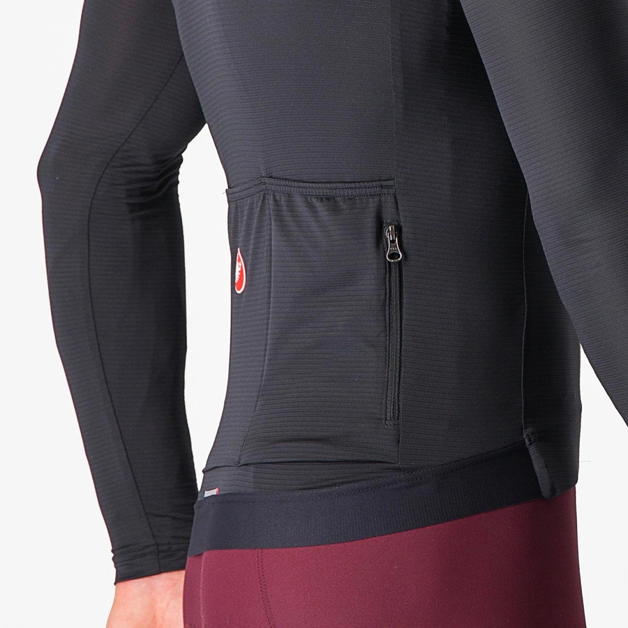 Castelli ESPRESSO LS Men Jersey Black / Dark Grey | OZHQWJ-916