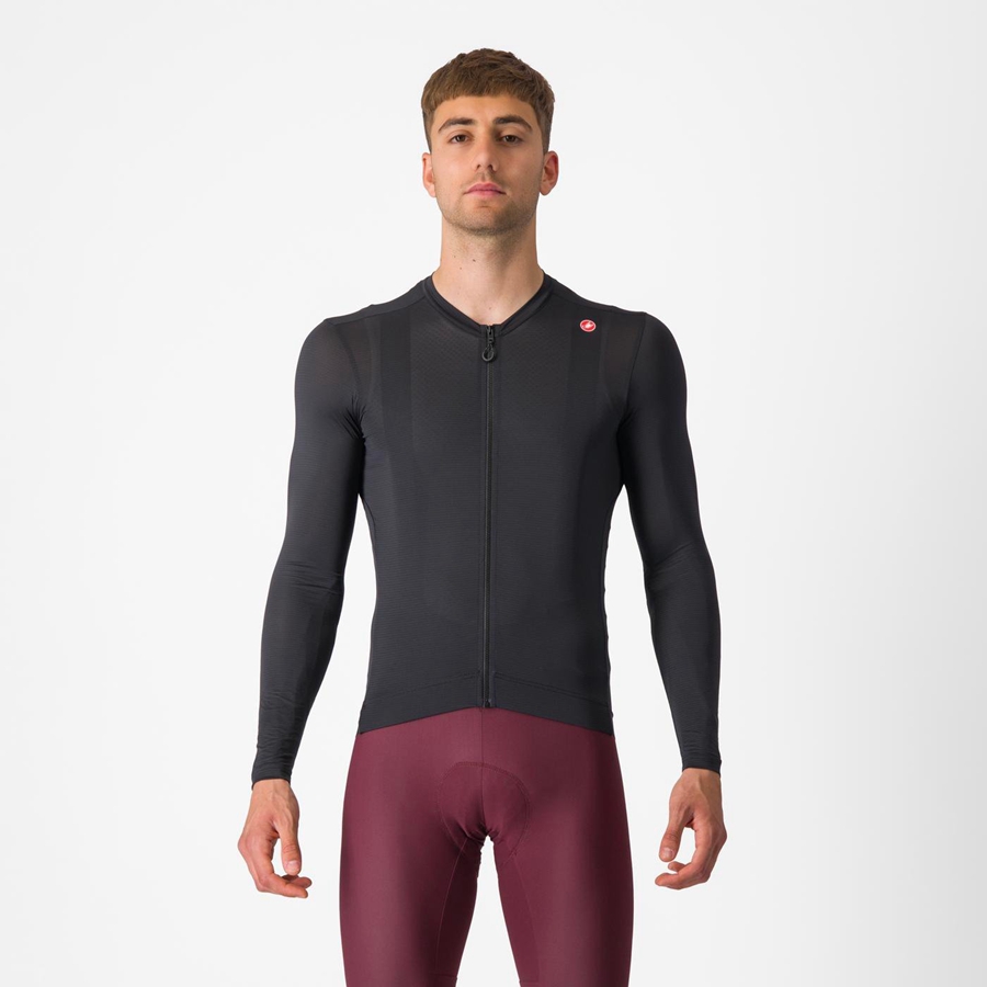 Castelli ESPRESSO LS Men Jersey Black / Dark Grey | OZHQWJ-916