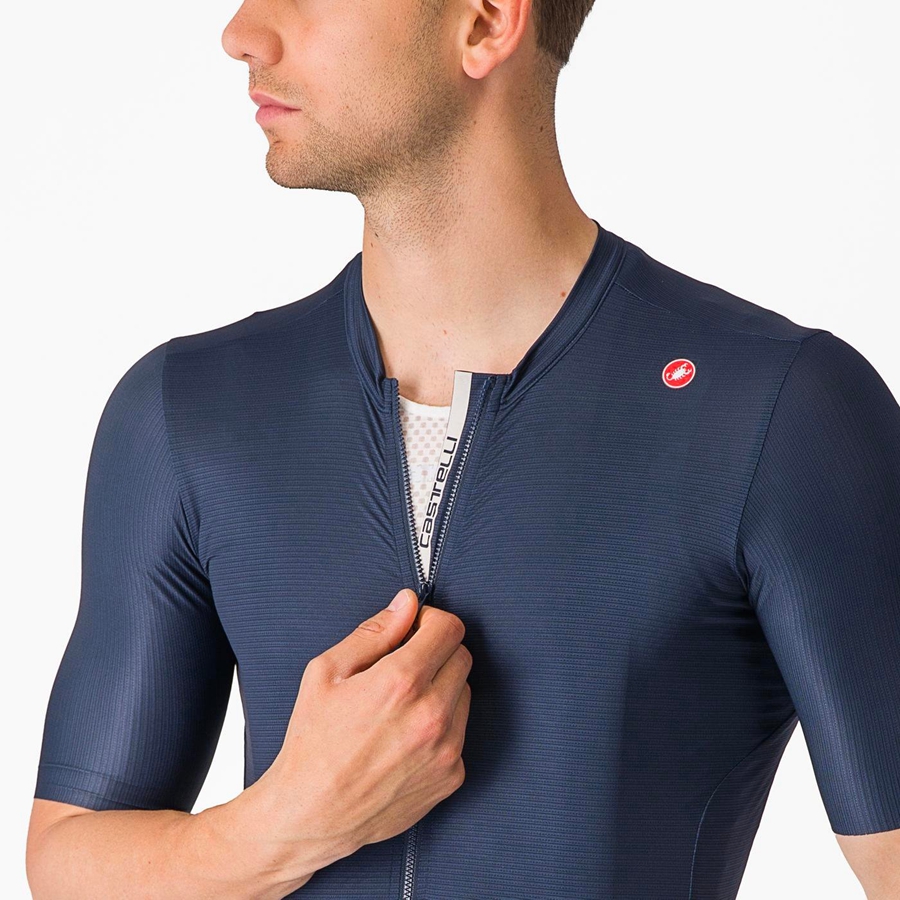 Castelli ESPRESSO Men Jersey Blue / Silver | JCNTBP-045