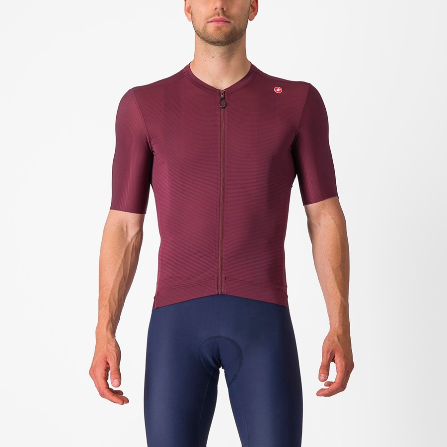 Castelli ESPRESSO Men Jersey Deep Burgundy / Silver | JHZKAR-962