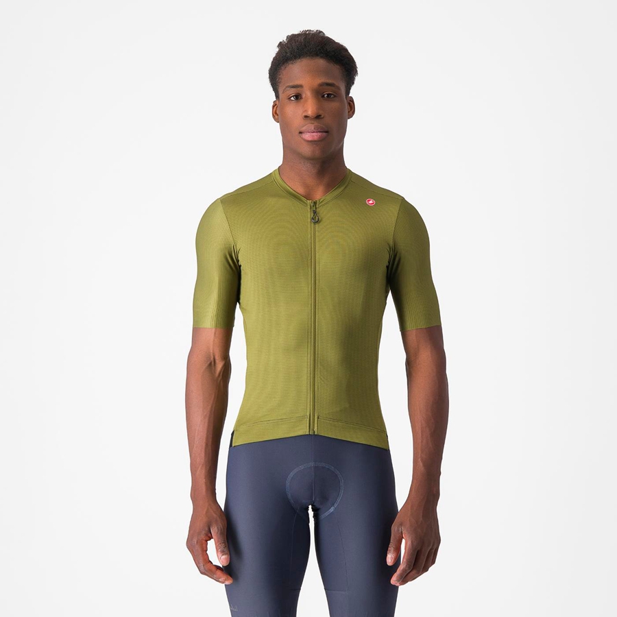 Castelli ESPRESSO Men Jersey Olive / Light Green | GCAVBT-980