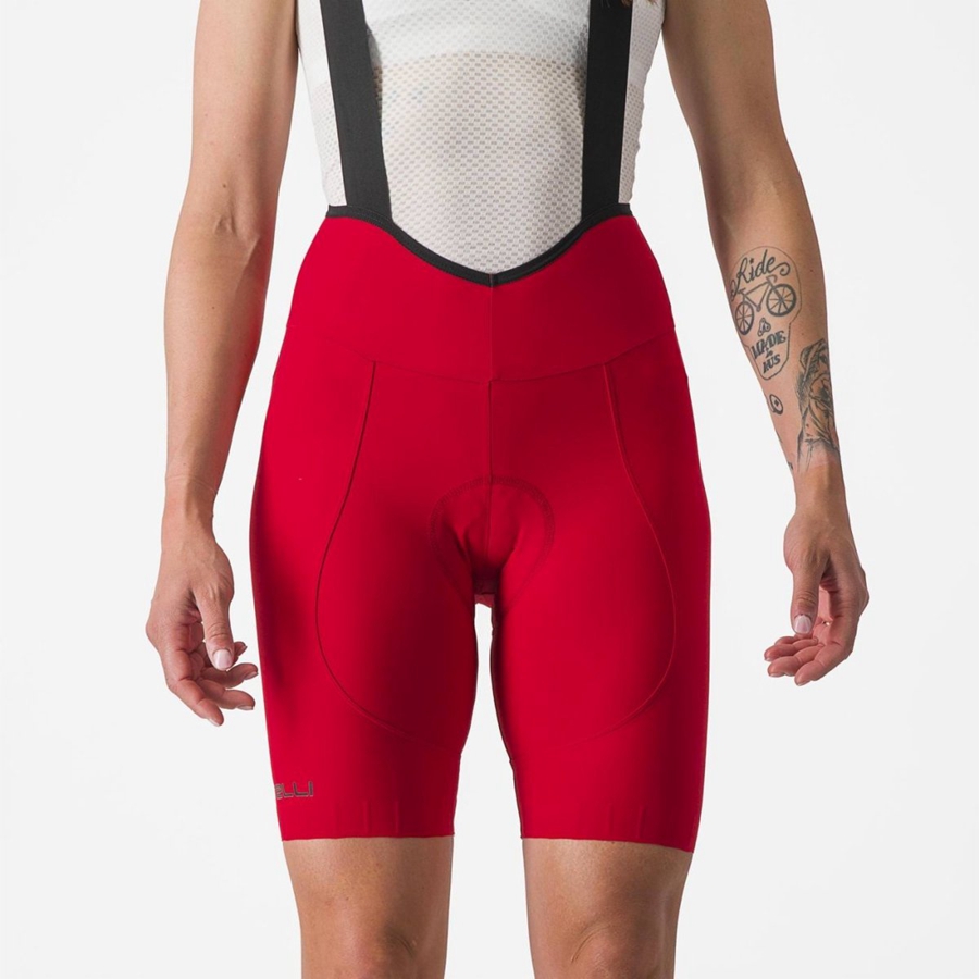 Castelli ESPRESSO W DT Women Bib Shorts Red | OGMDIX-710