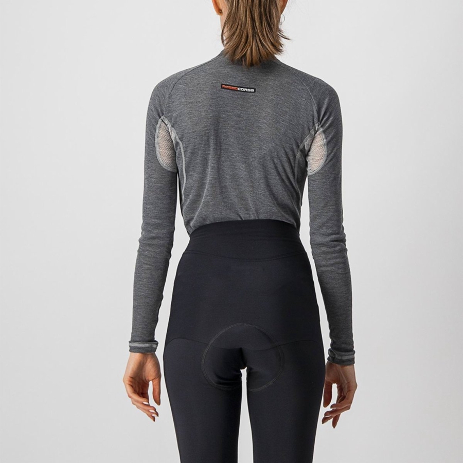 Castelli FLANDERS 2 W WARM LONG SLEEVE Women Base Layer Grey | JLUIZG-246