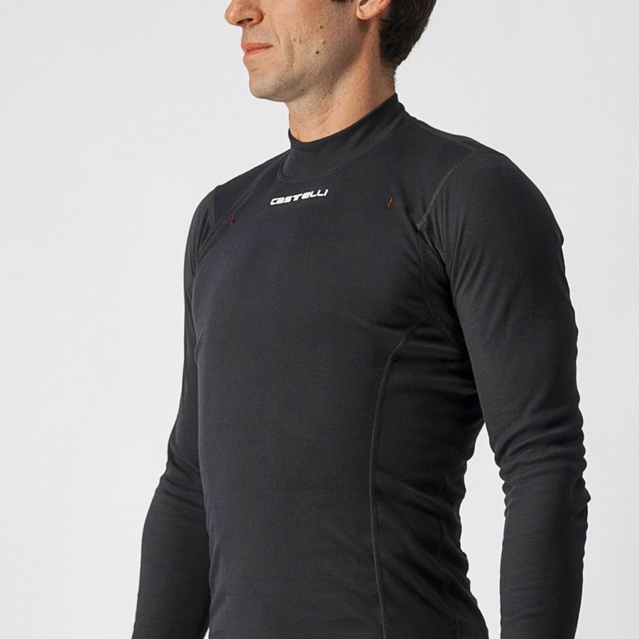 Castelli FLANDERS WARM LONG SLEEVE Men Base Layer Black | TUGFSP-264