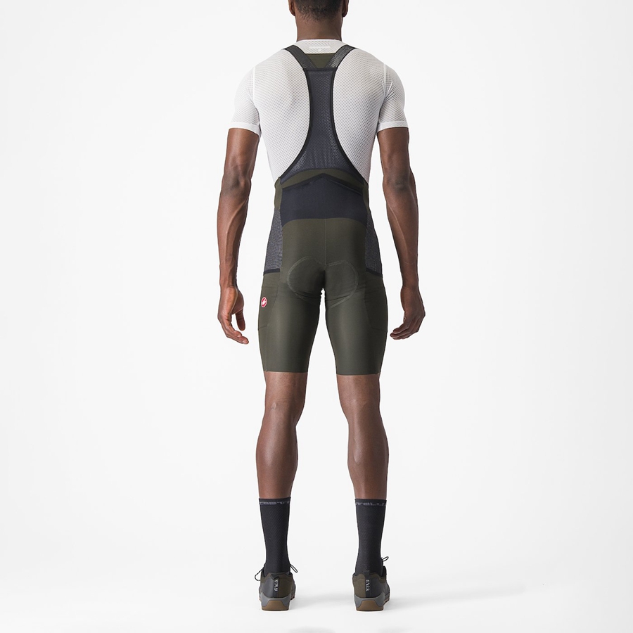 Castelli FREE UNLIMITED Men Bib Shorts Deep Green | FVJCRN-486