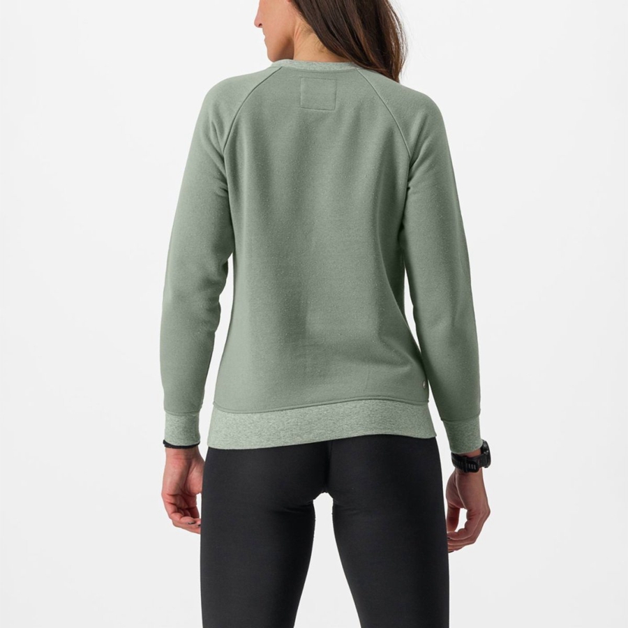 Castelli LOGO W SWEATSHIRT Women Casual Green | OEVPZT-604