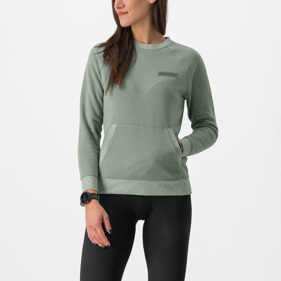 Castelli LOGO W SWEATSHIRT Women Casual Green | OEVPZT-604