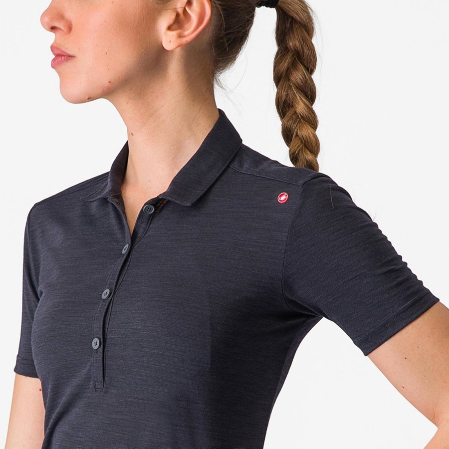 Castelli MERINO W POLO Women Casual Black | ANVZXL-156