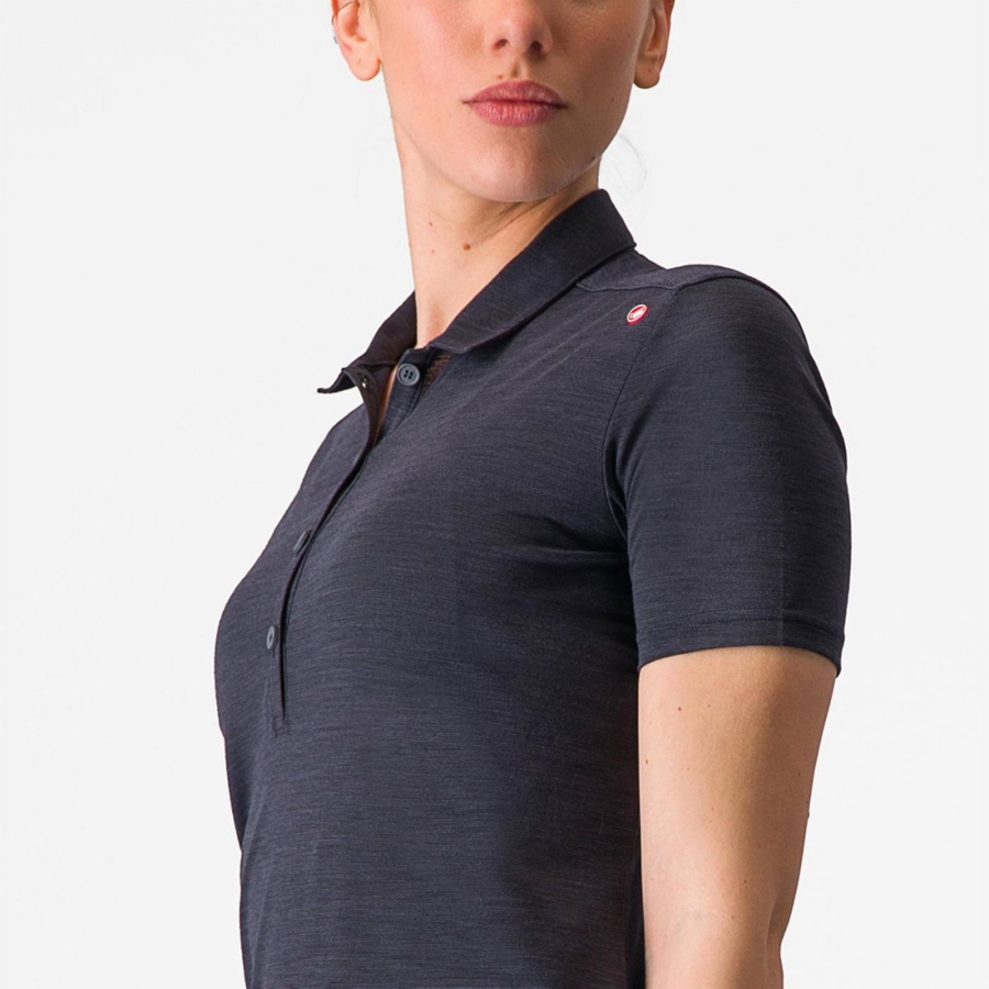 Castelli MERINO W POLO Women Casual Black | ANVZXL-156