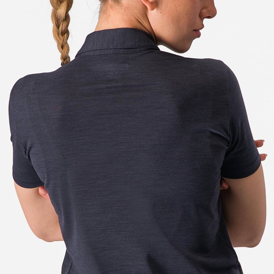 Castelli MERINO W POLO Women Casual Black | ANVZXL-156