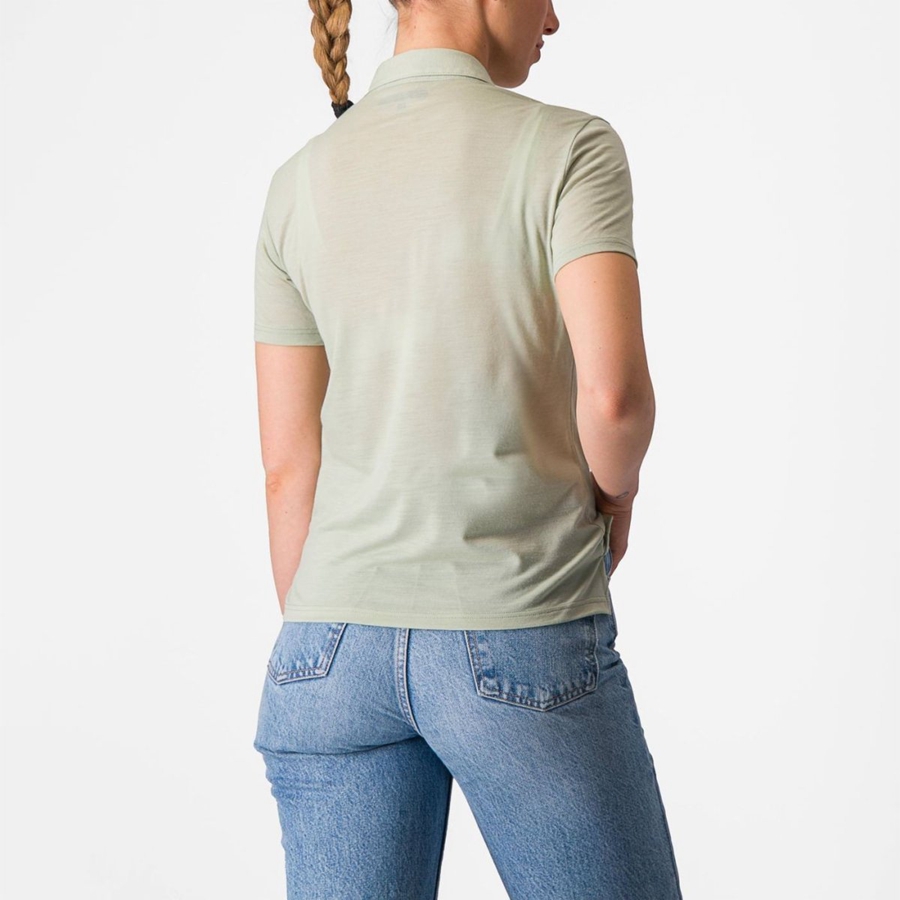 Castelli MERINO W POLO Women Casual Green | HXIWPT-561