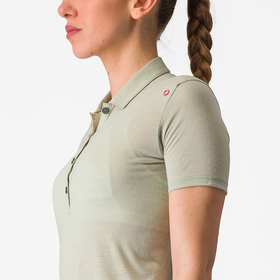 Castelli MERINO W POLO Women Casual Green | HXIWPT-561