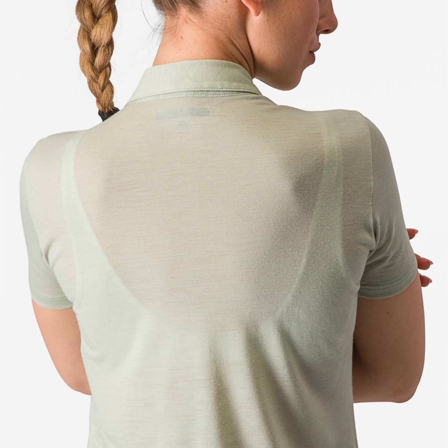 Castelli MERINO W POLO Women Casual Green | HXIWPT-561