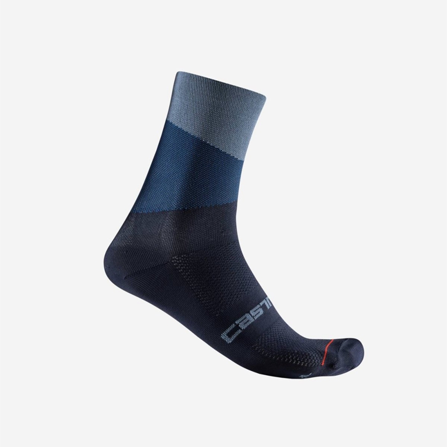 Castelli ORIZZONTE 15 Men Socks Light Grey Blue / Blue | DPGUBY-843