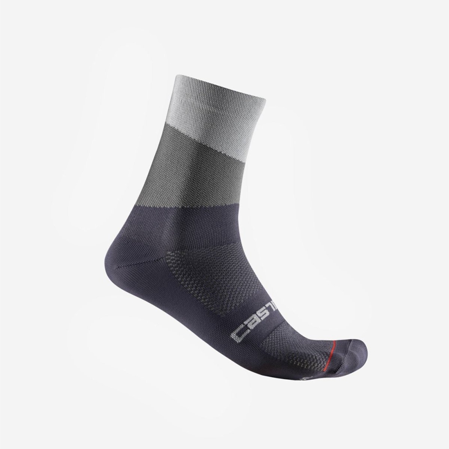 Castelli ORIZZONTE 15 Men Socks Silver Grey / Dark Grey | BAIKWH-563