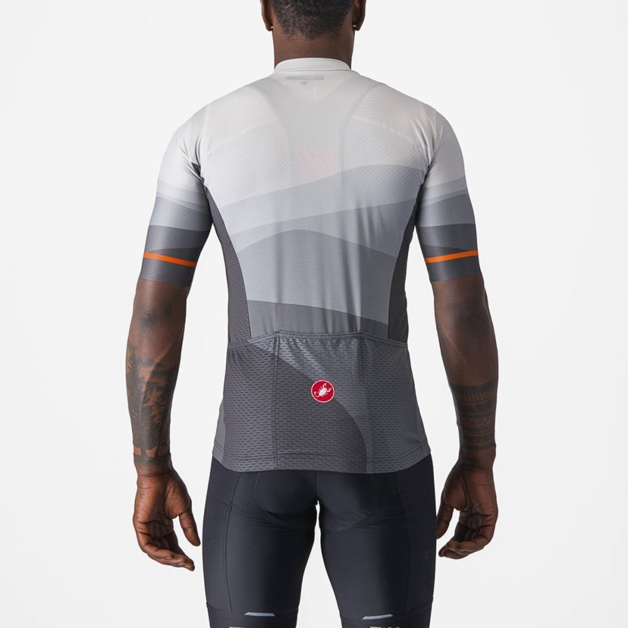 Castelli ORIZZONTE Men Jersey Dark Grey / Silver Grey | DMPINE-345