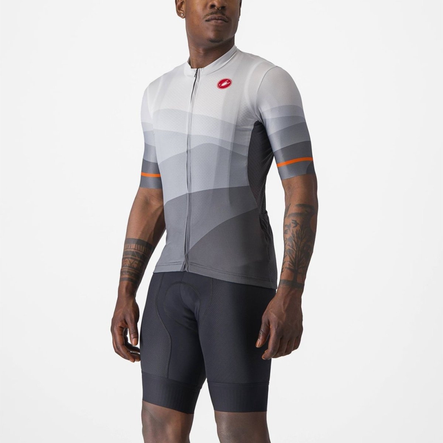 Castelli ORIZZONTE Men Jersey Dark Grey / Silver Grey | DMPINE-345