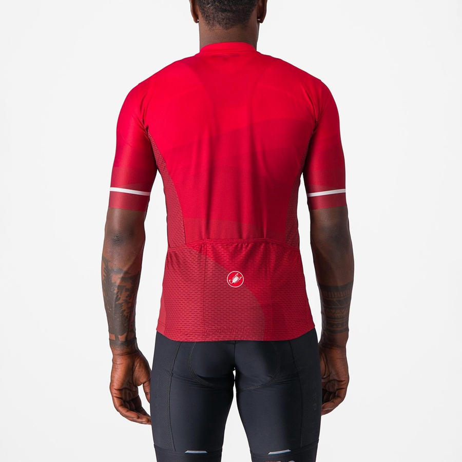 Castelli ORIZZONTE Men Jersey Red / Red / White | OIQENK-257