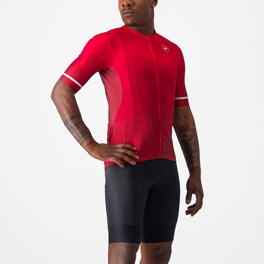 Castelli ORIZZONTE Men Jersey Red / Red / White | OIQENK-257