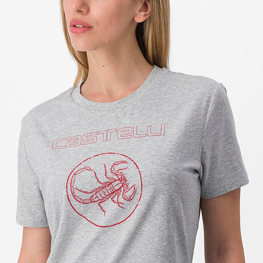 Castelli PEDALARE TEE Women Casual Khaki Grey | ZGKUXV-895