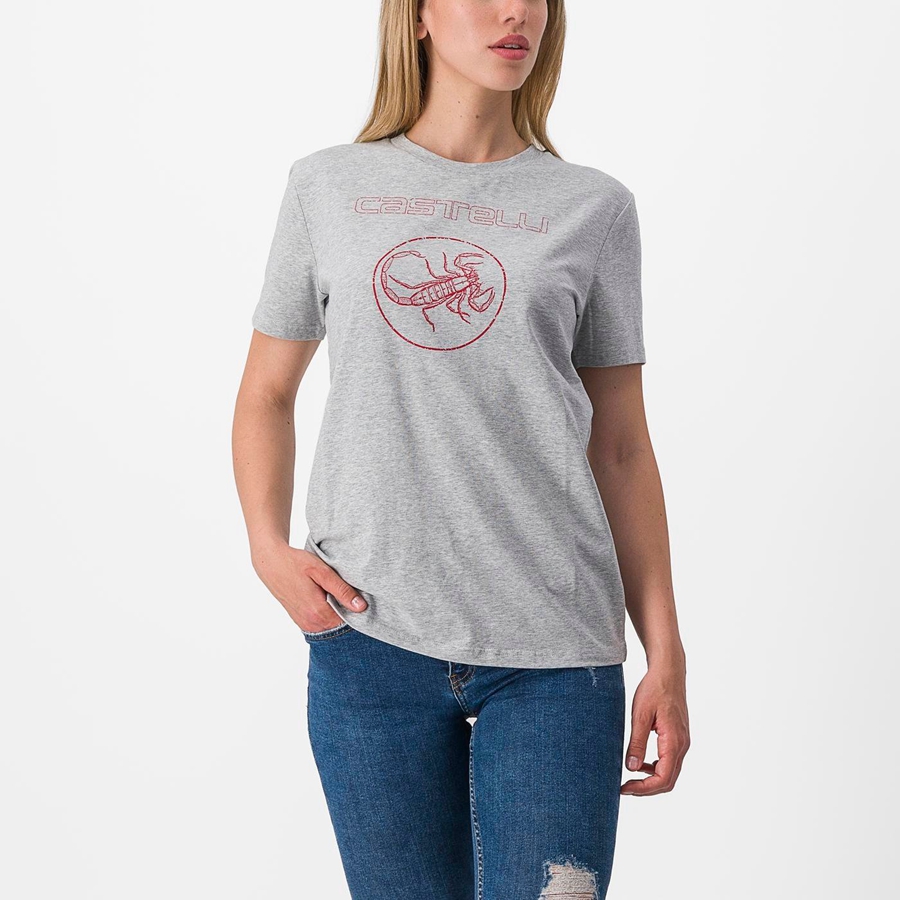 Castelli PEDALARE TEE Women Casual Khaki Grey | ZGKUXV-895