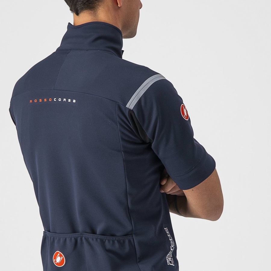 Castelli PERFETTO RoS 2 CONVERTIBLE Men Jackets Blue / Silver | SDQIJN-730