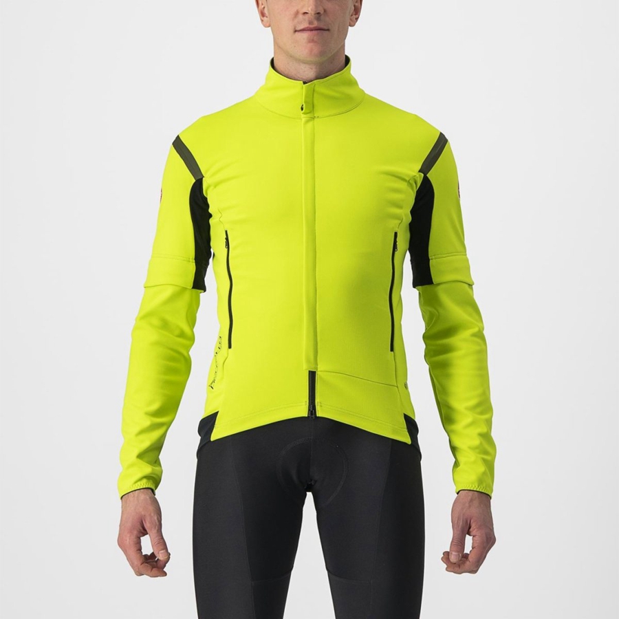 Castelli PERFETTO RoS 2 CONVERTIBLE Men Jackets Light Green / Dark Grey | XREWGT-347