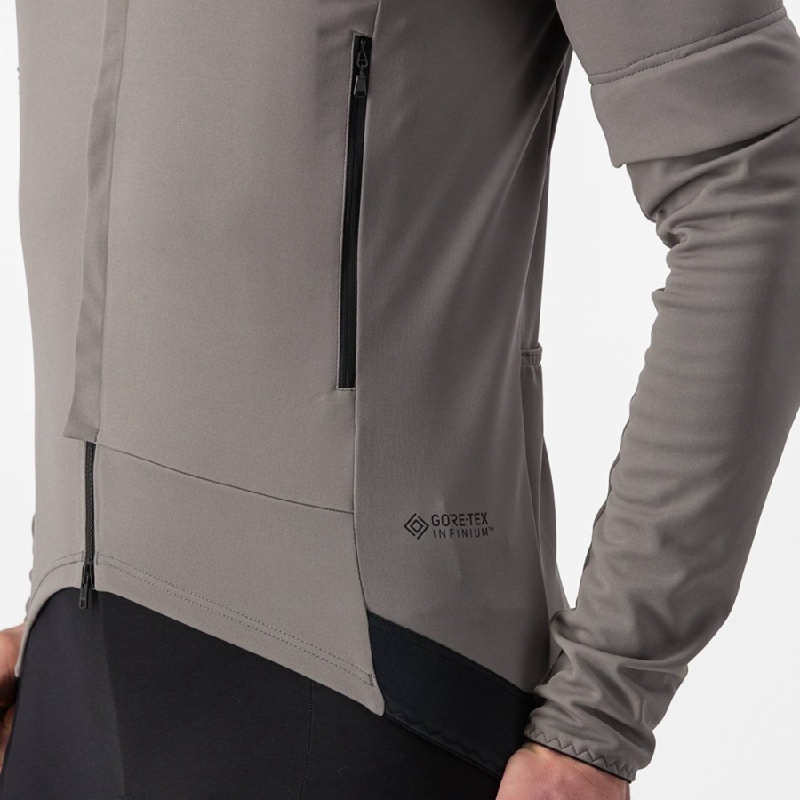 Castelli PERFETTO RoS 2 CONVERTIBLE Men Jackets Grey / Khaki Grey | CUKVIB-582