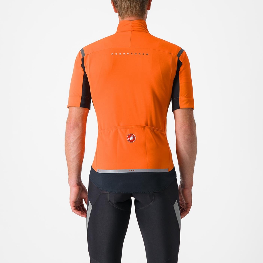 Castelli PERFETTO RoS 2 CONVERTIBLE Men Jackets Red Orange / Dark Grey | ICUXOY-258