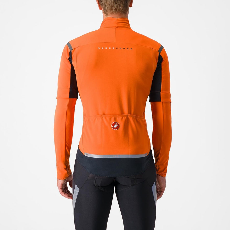 Castelli PERFETTO RoS 2 CONVERTIBLE Men Jackets Red Orange / Dark Grey | ICUXOY-258