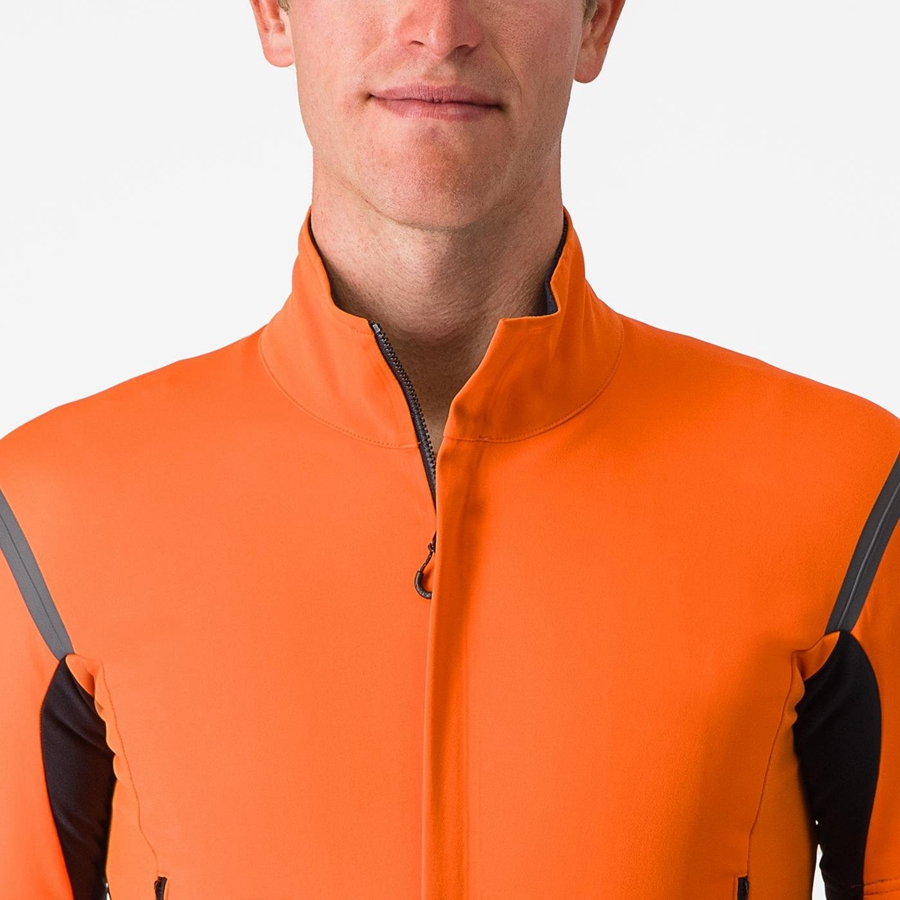 Castelli PERFETTO RoS 2 CONVERTIBLE Men Jackets Red Orange / Dark Grey | ICUXOY-258