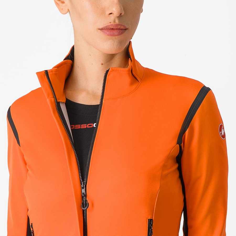 Castelli PERFETTO RoS 2 W Women Jackets Red Orange / Black | RWBLEJ-093